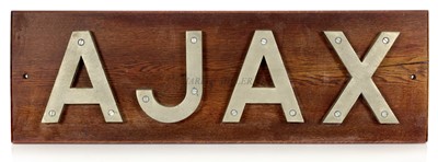 Lot 196 - A NAMEPLATE FOR THE 'LEANDER'-CLASS H.M. FRIGATE 'AJAX', 1962