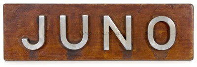 Lot 199 - A NAMEPLATE FOR THE 'LEANDER'-CLASS H.M. FRIGATE 'JUNO', 1965