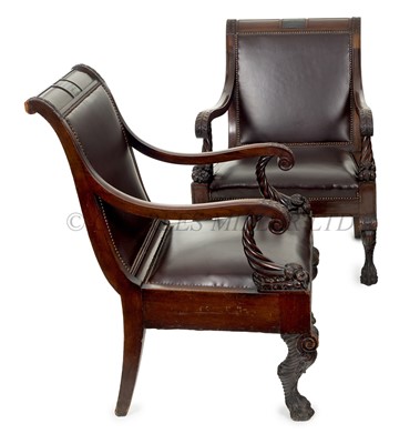 Lot 41 - TWO 19TH CENTURY BOARDROOM ARMCHAIRS FROM P&O