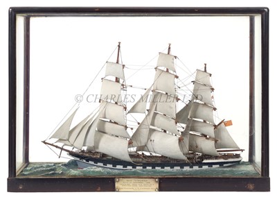 Lot 5 - A SAILOR'S WATERLINE MODEL OF THE THREE-MASTED BARQUE 'STRONSA', CIRCA 1882