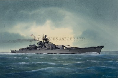 Lot 186 - δ FRANK JOSEPH HENRY GARDINER (BRITISH, B. 1942)The German Battleship 'Tirpitz'