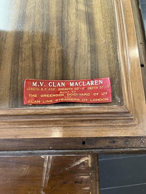 Lot 78 - A BUILDER'S BOARDROOM MODEL FOR THE M.V. 'CLAN MACLAREN', BUILT BY SINCLAIR MODEL ENGINEERING FOR GREENOCK DOCKYARD CO., 1946