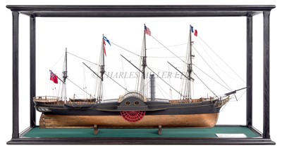 Lot 34 - A FINELY DETAILED 1:75 SCALE STATIC DISPLAY MODEL OF THE S.S. 'GREAT WESTERN', DESIGNED AND BUILT BY ISAMBARD KINGDOM BRUNEL, 1837