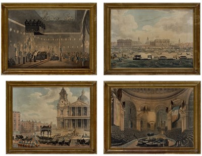 Lot 121 - FOUR 19TH CENTURY AQUATINTS OF LORD NELSON'S FUNERAL PROCESSION