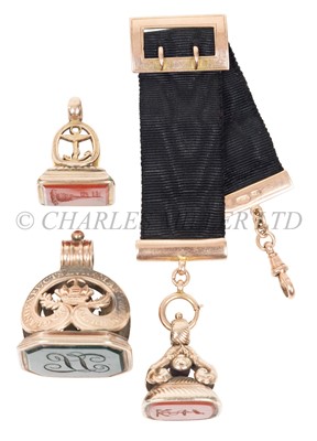 Lot 144 - THREE GOLD NAVAL THEMED SEALS, EARLY 19TH CENTURY