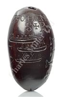 Lot 115 - AN INTERESTING LATE 18TH CENTURY POLISHED 'BUG BEAR' NUT OF WHALING INTEREST