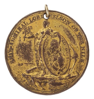 Lot 126 - THE ALEXANDER DAVISON'S MEDAL FOR THE NILE, 1ST AUGUST 1798, GIVEN BY LORD NELSON TO HIS STEPSON JOSIAH NISBET