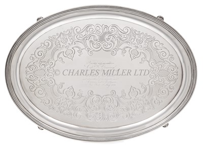 Lot 53 - AN OVAL SILVER SALVER PRESENTED TO CAPTAIN W. CUMING OF THE S.S. 'EDINBURGH', 1856