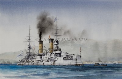 Lot 166 - δ IAN H. MARSHALL (BRITISH, 1933-2016) The Russian 'Borodino'-class battleship 'Tsesarevich' during her sea trials off the Port of Toulon, 1903