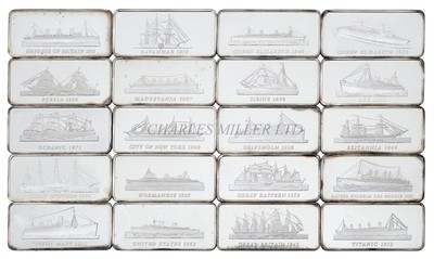 Lot 68 - A LIMITED EDITION SET OF SILVER INGOTS COMMEMORATING THE HISTORY OF THE NORTH ATLANTIC LINERS, 20TH CENTURY