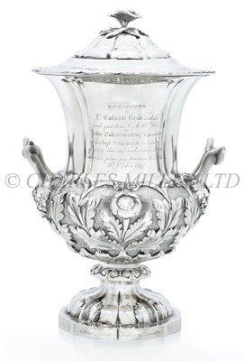 Lot 22 - AN INDIAN COLONIAL SILVER CUP AND COVER FOR THE COMMANDER OF THE SHIP 'SAMARANG'