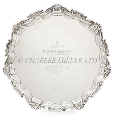 Lot 52 - A SILVER SALVER PRESENTED TO CAPTAIN BERTRAM FOX HAYES R.N.R., 1900