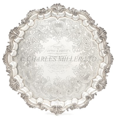 Lot 51 - A VICTORIAN SILVER SALVER PRESENTED TO CAPTAIN PARFITT OF P&O'S P.S. FORMOSA, 1852