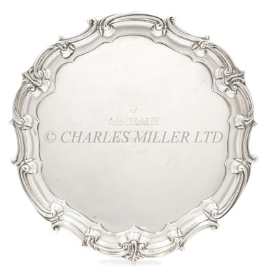 Lot 50 - A SILVER SALVER PRESENTED BY THE SHIP'S COMPANY OF THE P&O AUSTRALIA SERVICE SHIP MALWA TO CAPTAIN H.W. RANDALL, 1927