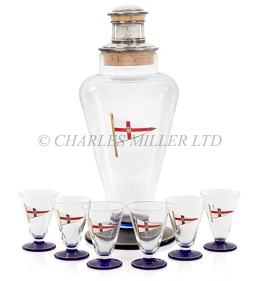 Lot 28 - A COCKTAIL SHAKER & GLASSES FOR THE ROYAL YACHT SQUADRON, CIRCA 1930