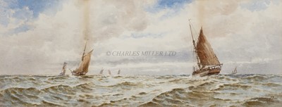 Lot 12 - WILLIAM HENRY PEARSON (BRITISH, 19TH-20TH CENTURY) Trawlers off Dover