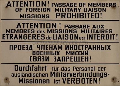 Lot 198 - A PAIR OF MILITARY BOUNDARY SIGNS FROM EAST BERLIN