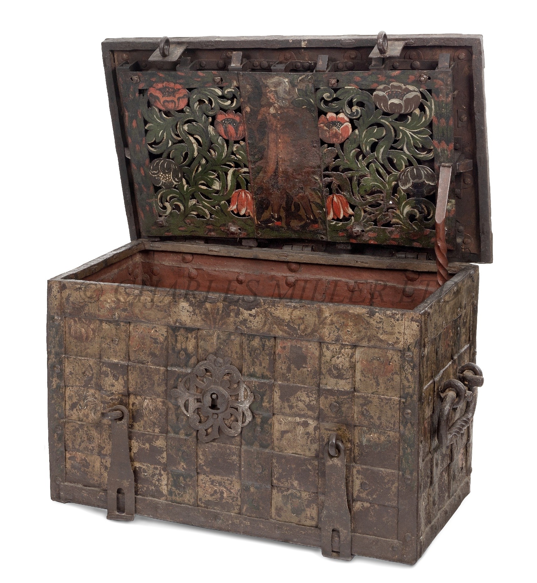 Lot 21 - A LARGE ARMADA CHEST/STRONGBOX, 18TH-19TH