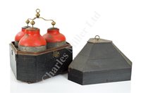 Lot 279 - A FINE AND ORIGINAL TRIPLE LEIDEN JAR CELL, DUTCH, CIRCA 1780
