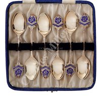 Lot 139 - A SET OF SIX COMMEMORATIVE SILVER AND ENAMEL...