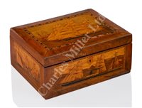 Lot 194 - A GOOD MARINE MARQUETRY WORK BOX, CIRCA...