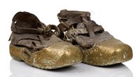 Lot 202 - A PAIR OF LEATHER AND BRASS SAND BOOTS BY...