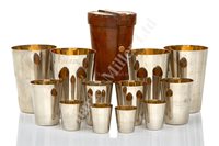 Lot 210 - TWO PAIRS OF CAMPAIGN CHAMBERSTICKS OR...