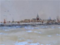 Lot 4 - THOMAS BUSH HARDY (BRITISH, 1842-1897) - Deal and Calais fishing boats off Calais