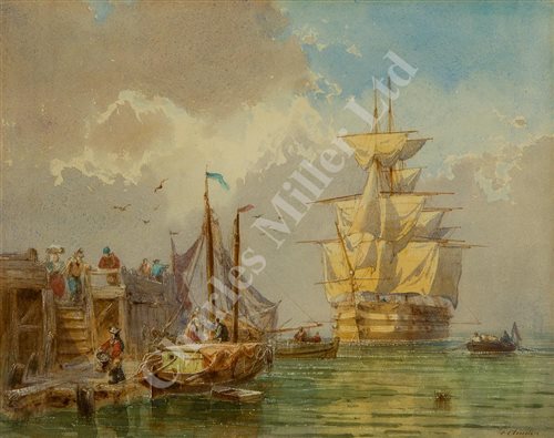 Lot 11 - FRANZ JOHANN WILHELM HÜNTEN (GERMAN, 1822-1887) - Dutch coastal scenes, a set of three