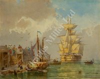 Lot 8 - FRANZ JOHANN WILHELM HÜNTEN (GERMAN, 1822-1887) - Dutch coastal scenes, a set of three