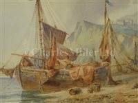Lot 11 - FRANZ JOHANN WILHELM HÜNTEN (GERMAN, 1822-1887) - Dutch coastal scenes, a set of three