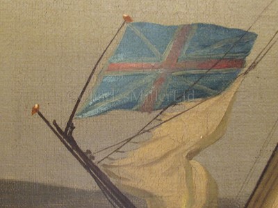 Lot 39 - PETER MONAMY (BRITISH, 1681-1749) - An Admiralty yacht escorting a Vice Admiral of the Red off a coast