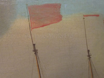 Lot 39 - PETER MONAMY (BRITISH, 1681-1749) - An Admiralty yacht escorting a Vice Admiral of the Red off a coast