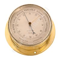 Lot 43 - AN ANEROID BAROMETER BY A. REDIER, PARIS, FOR THE IMPERIAL RUSSIAN NAVY CIRCA 1890
