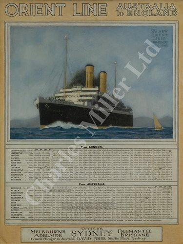Lot 146 - AN ORIENT LINE AUSTRALIA TO ENGLAND SCHEDULE, CIRCA 1914; and a quantity of Orient Line ephemera