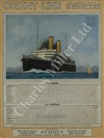 Lot 146 - AN ORIENT LINE AUSTRALIA TO ENGLAND SCHEDULE, CIRCA 1914; and a quantity of Orient Line ephemera
