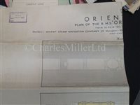 Lot 146 - AN ORIENT LINE AUSTRALIA TO ENGLAND SCHEDULE, CIRCA 1914; and a quantity of Orient Line ephemera