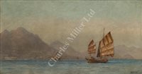 Lot 29 - δ WILLIAM CUSHING LORING (BRITISH, 1879-1961) - A junk and other shipping off Hong Kong island