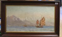 Lot 29 - δ WILLIAM CUSHING LORING (BRITISH, 1879-1961) - A junk and other shipping off Hong Kong island