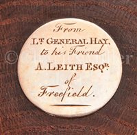 Lot 55 - A GOLD MOUNTED SNUFF BOX MADE FROM THE TIMBER...