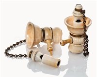 Lot 75 - Ø A PAIR OF TURNED IVORY SPEAKING TUBE...