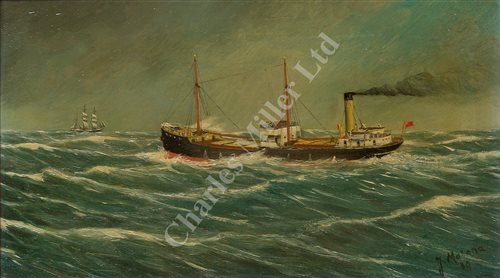 Lot 25 - J. MATENA (?DUTCH, EARLY 20th CENTURY ) - A little merchant steamship