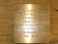 Lot 98 - A UNION FLAG FLOWN BY H.M.S. DUKE OF YORK DURING HER FAMOUS ACTION AGAINST S.M.S. SCHARNHORST, 26TH DECEMBER, 1943
