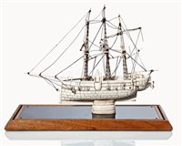 Lot 267 - A STYLISED BONE MODEL OF A MAN O'WAR, POSSIBLY...