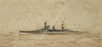 Lot 83 - GERALD M. BURN (BRITISH, 1862-1945): H.M.S. 'Renown' carrying the Prince of Wales on route to Australia