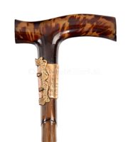 Lot 66 - Ø A MALACCA WALKING STICK PRESENTED TO AN...