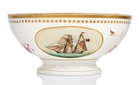 Lot 141 - A 19TH CENTURY ELSINORE BOWL<br/>with opposing...