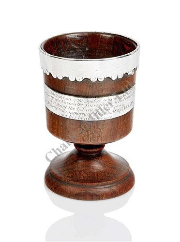 Lot 81 - A SILVER-MOUNTED GOBLET MADE FROM QUEBEC...