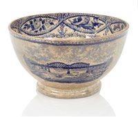 Lot 89 - A RARE BOVEY TRACEY BLUE AND WHITE MESS BOWL,...