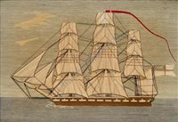 Lot 134 - A GOOD SAILOR'S WOOLWORK PICTURE, CIRCA...